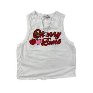 Fashion Nova - Cherry Bomb Sleeveless Tank in White & Red